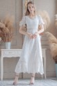 蕾絲刺繡白色長洋裝【60-6948】