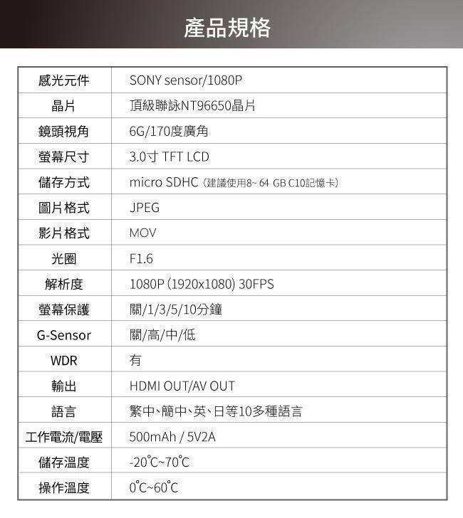 FLYone NR300 SONY/1080P高清鏡頭 高畫質行車記錄器 前鏡版