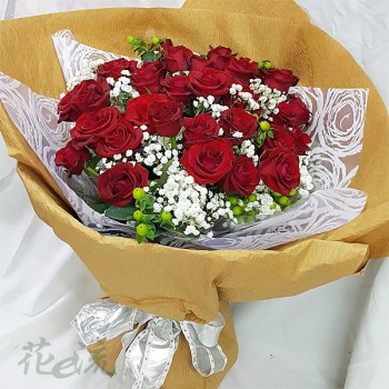 【火熱愛情】紅玫瑰滿天星情人節花束