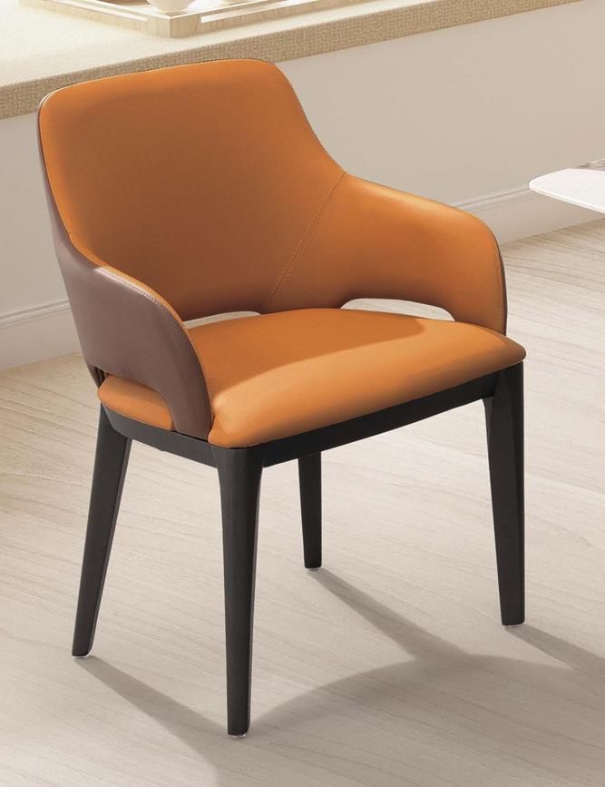 SH-A460-05 羅蘭德實木餐椅(橘色/咖啡皮)(不含其他產品)<br />尺寸:寬51*深47*高88cm
