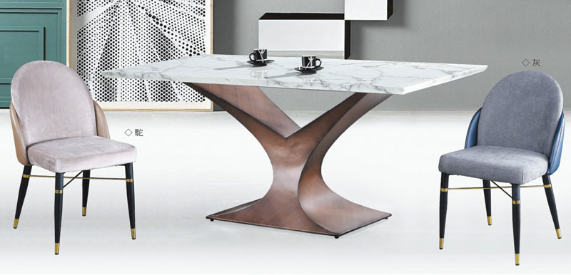 CL-1060-7 E328 棕花白5尺餐桌 (不含其他產品)<br />尺寸:寬150*深90*高76cm