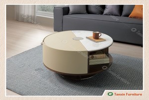 【愛莎莉石面旋轉茶几】【2025-HYB248-02】【添興家具】