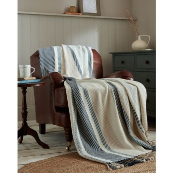 Awning Stripe Seaspray Blue 150x200cm Throw