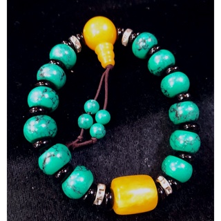 西藏特色手環【西藏藏式綠松石手環】 和諧~為善~幸運的正能量佩飾