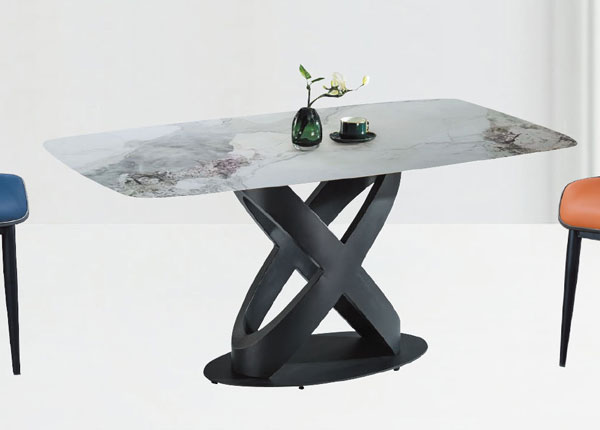 CL-1050-3 673黑碳鋼餐桌150X90(香奈兒岩板) (不含其他產品)<br />尺寸:寬150*深90*高75cm