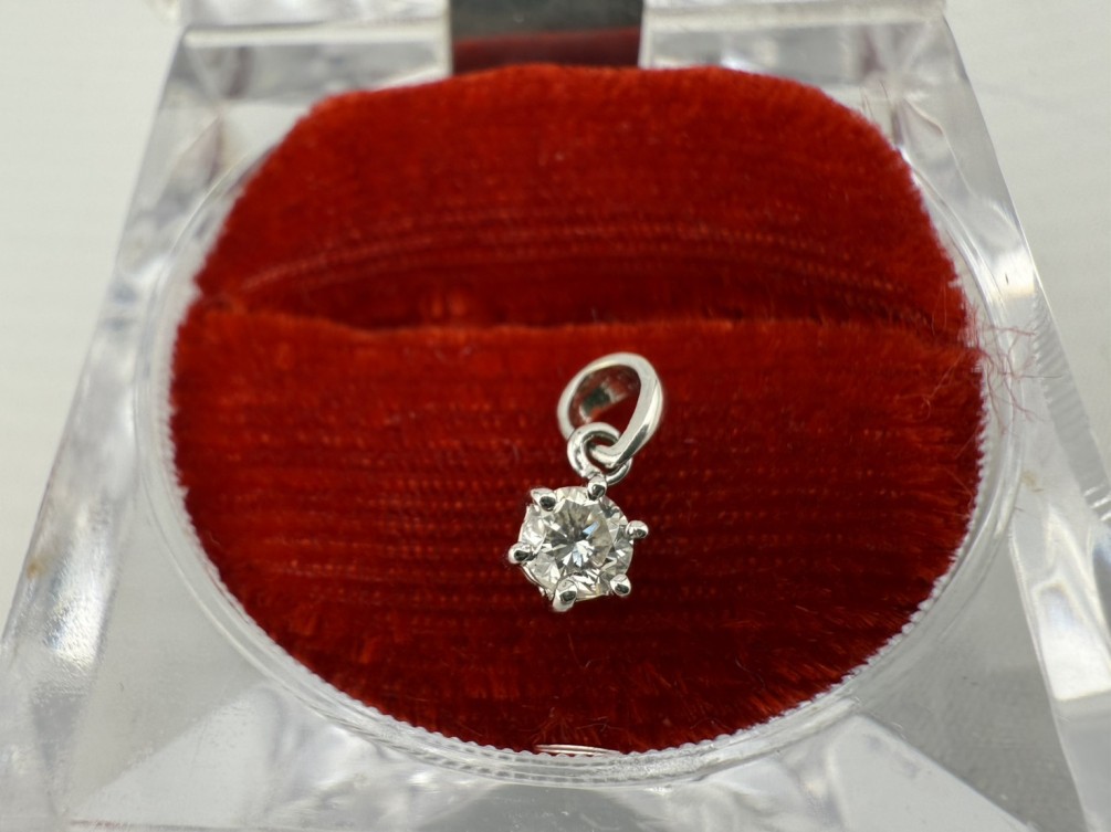 天然鑽石墜子 0.3ct/F/SI2/車工完美 14K金 F1291