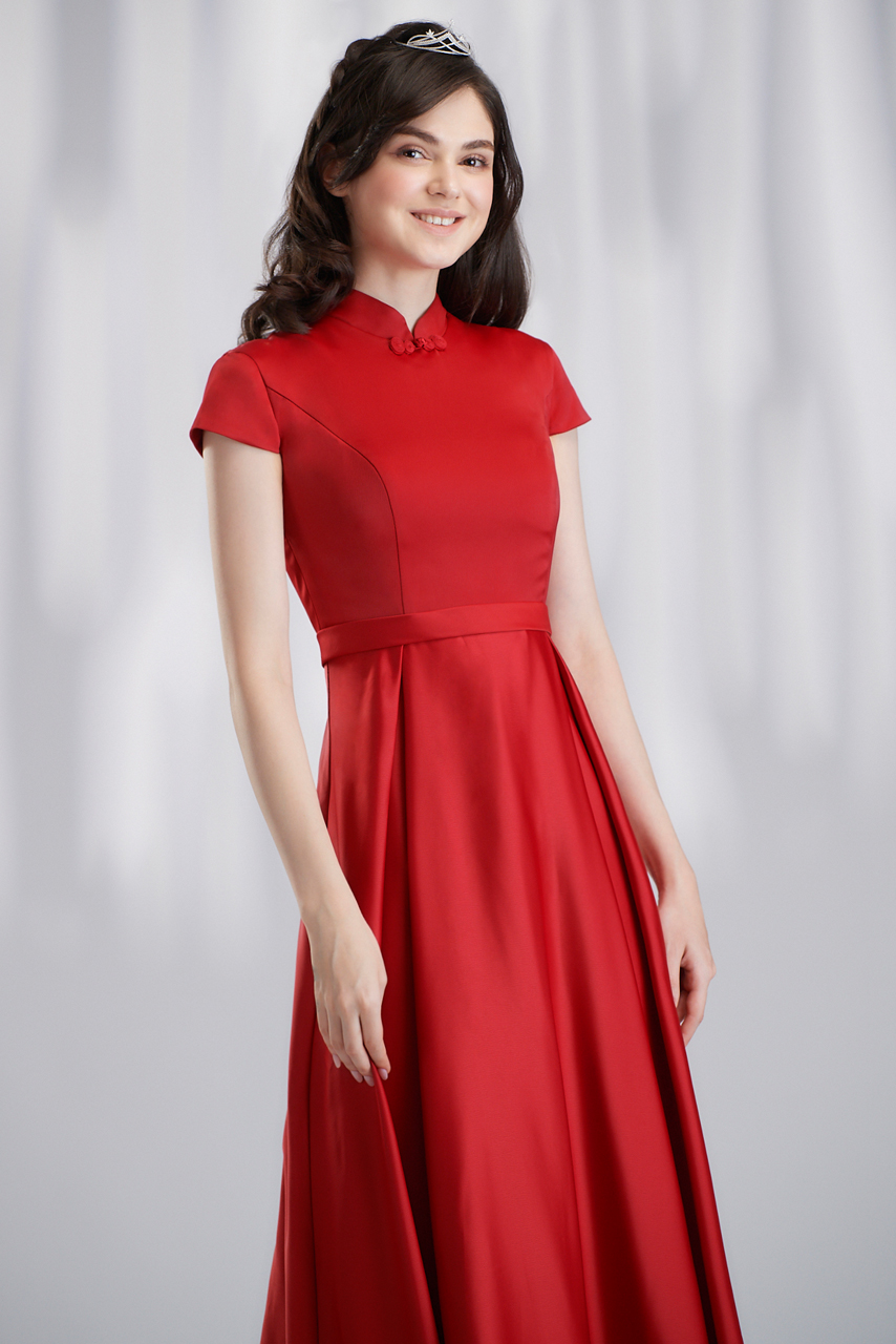 訂製款旗袍紅色長禮服【7-2599】---訂製期35天