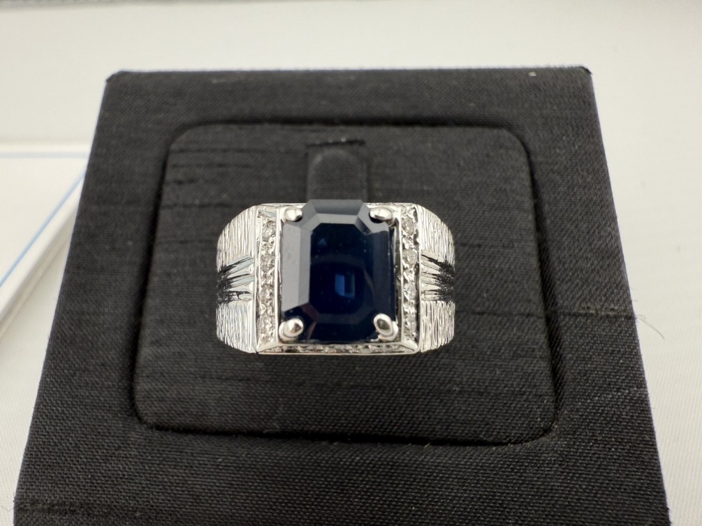 天然藍寶鑽石戒指 2ct 配鑽18D-0.18ct 14K n1294