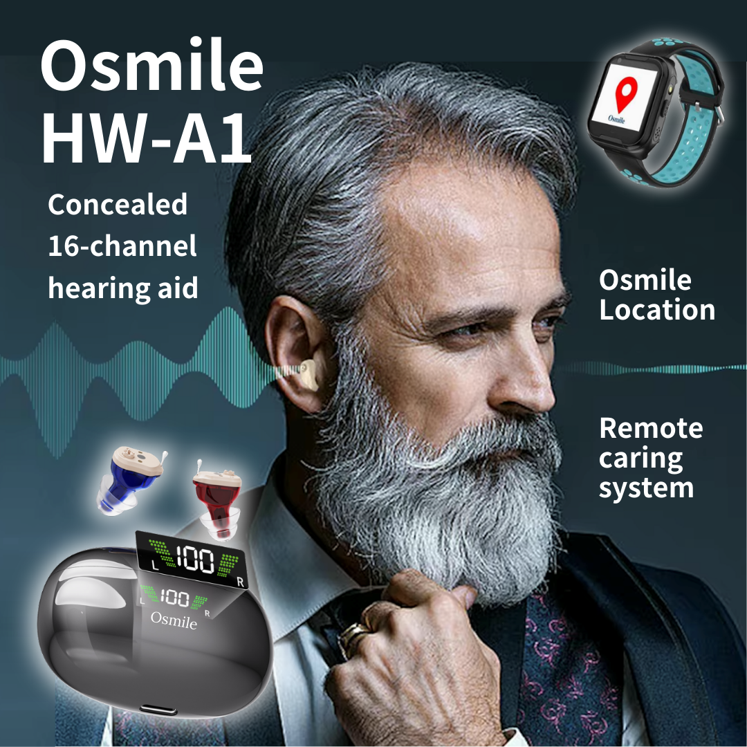 Osmile ED1000 Ruggedized Shower GPS Tracker Watch For Dementia + Osmile HW-A1 Latest High-Privacy 16-Channel  Elderly Hearing Aid (ZT)