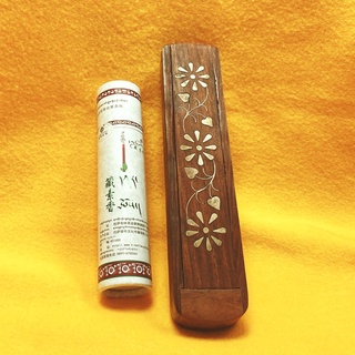 印度原木 嵌銅淨香收納盒 + 楚布寺藏素香 (十一度母如意香) 短筒香