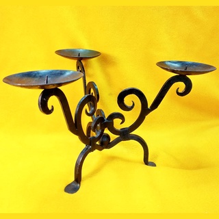 印度仿舊老鍛鐵三杯燭台  鍛鐵手工三燭 燭台 居家裝飾 餐桌裝飾