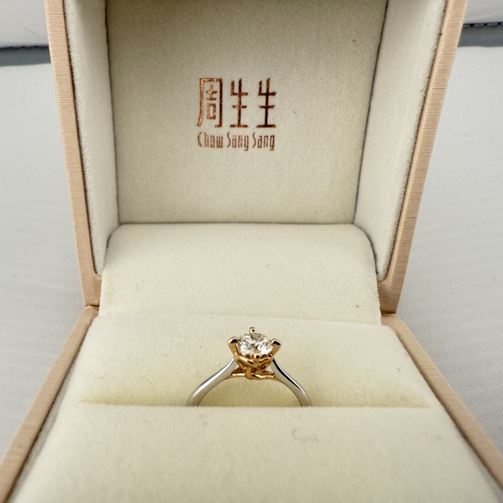 周生生 GIA天然鑽戒 0.4ct/J/VVS2/車工完美 18K n1356-01