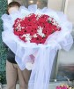 《求婚聖品》頂級國產99朵翠紅大朵玫瑰求婚花束
