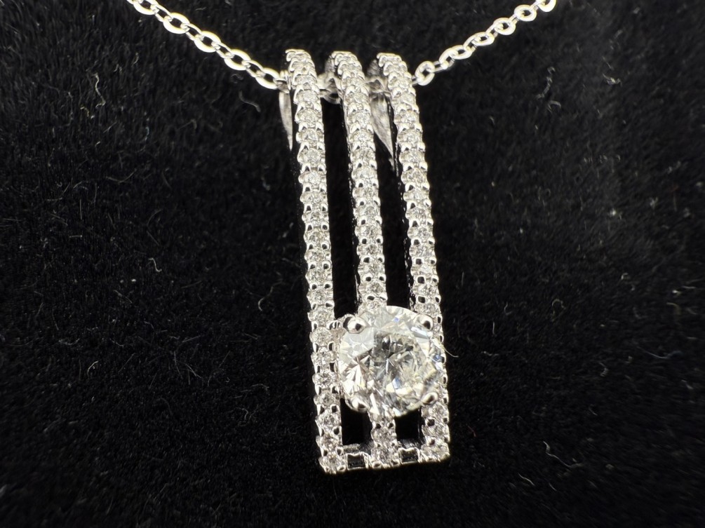 天然鑽石項鍊 0.58ct/I/SI1/車工完美 H&A八心八箭 18K白金 n1439