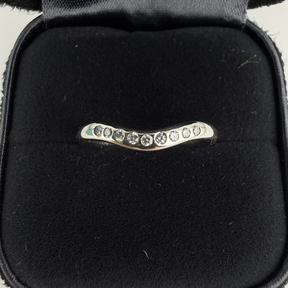 Tiffany & Co.蒂芬妮 Elsa Peretti 排鑽 PT950鉑金戒指 n1611-01