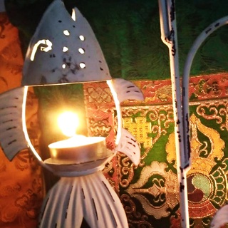 印度仿舊 鍛鐵手工 刷白燭台 (雙魚)