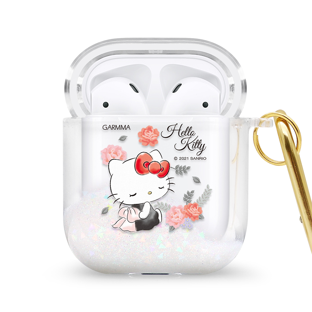 GARMMA Hello Kitty AirPods 1&2代藍芽耳機流沙保護套 祕密花園