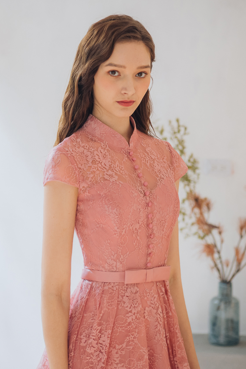 獨家訂製款旗袍粉色短禮服【B7-98729】---訂製期35天