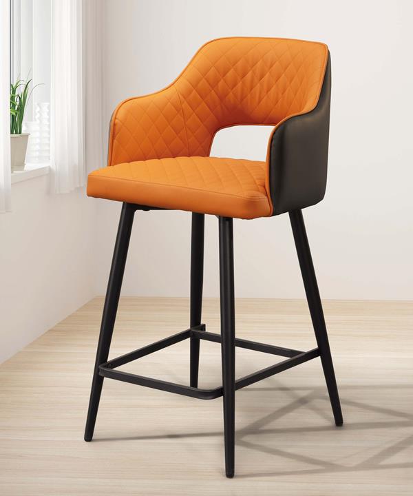 SH-A533-11 艾維亞吧椅(橘/咖啡皮)(黑色腳踏) (不含其他產品)<br />尺寸:寬48*深53*高113cm