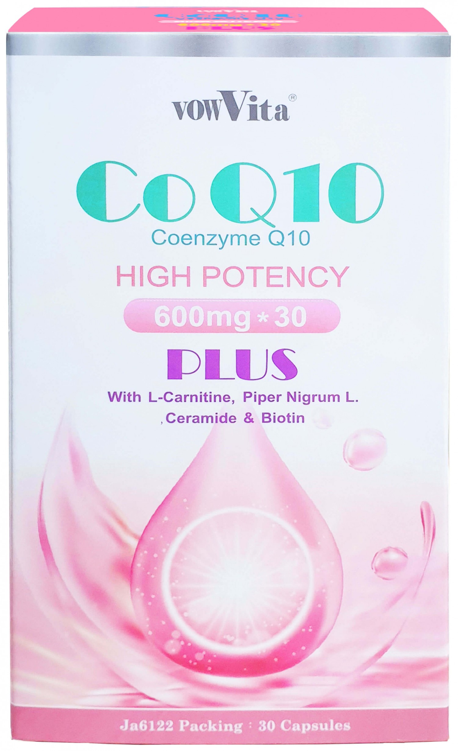 【Japan Imported】CoQ10+L-Carnitine+Piper nigrum l.+Ceramide+Biotin Soft Capsules (30 capsules per box/600mg each)