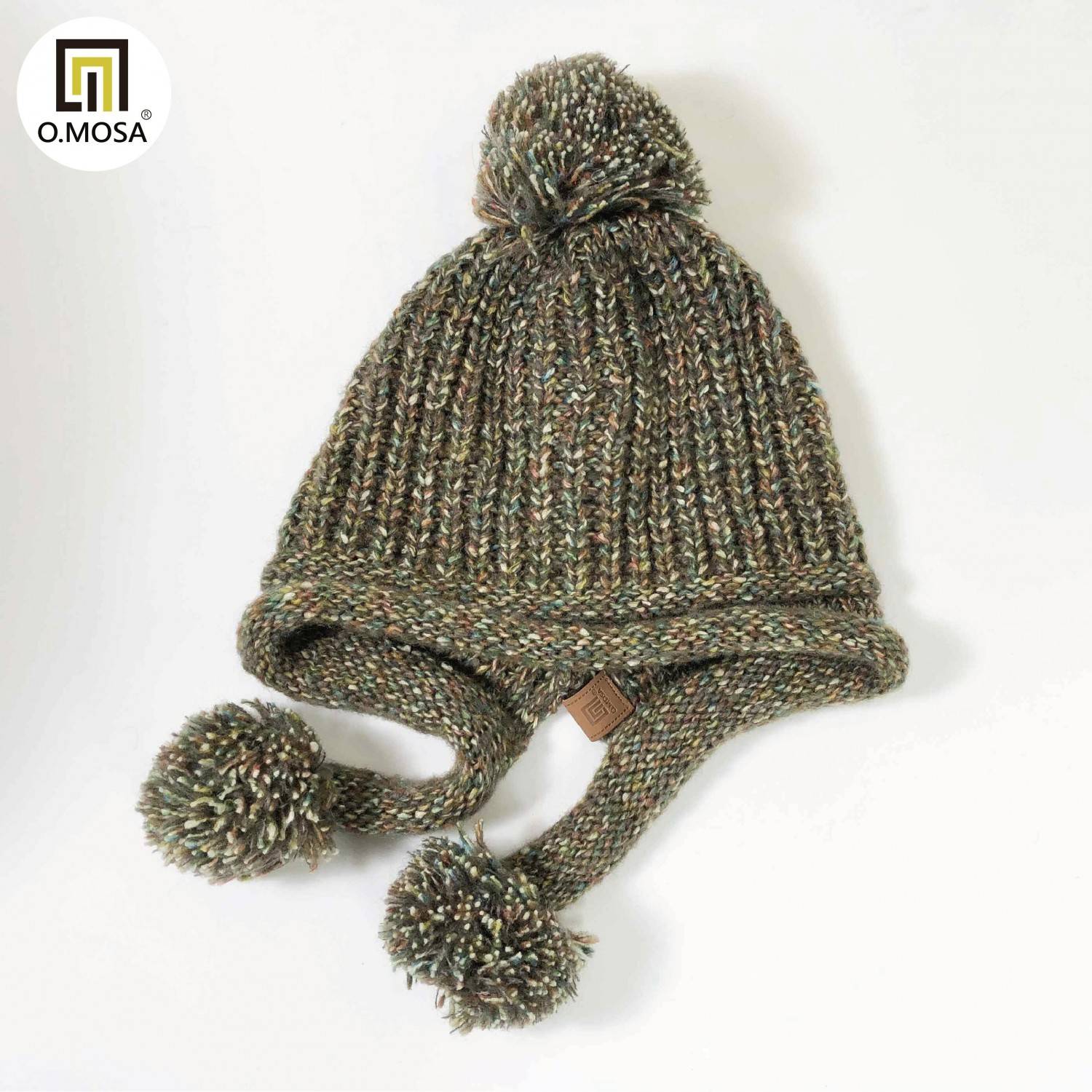 O.MOSA 秘魯羊駝毛玉米泡泡針造型毛球可機洗針織帽(寶石橄綠)