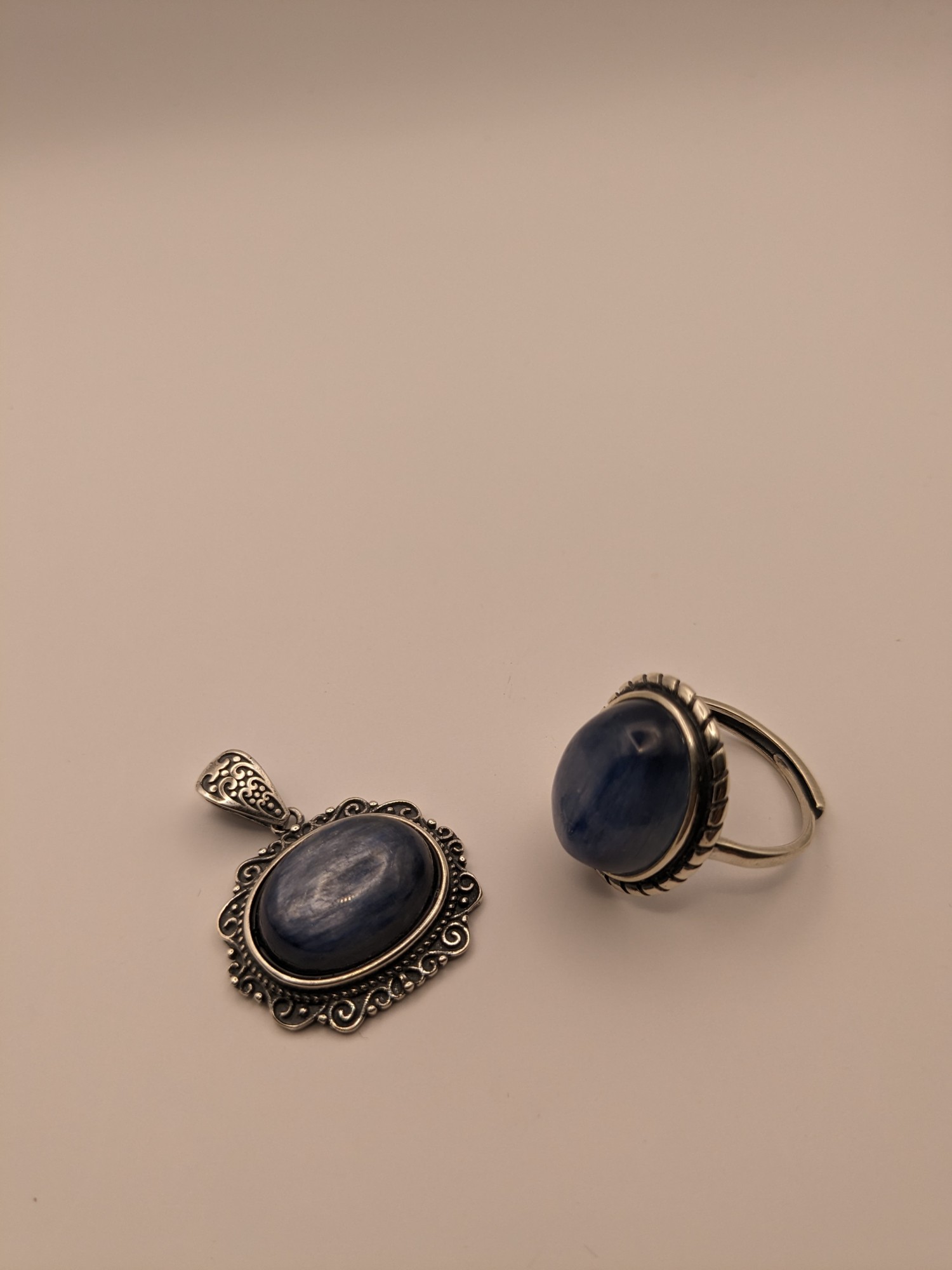 藍晶石~項墜、戒子.925純銀包台 套組 編號:G24-2-6-2497-1748