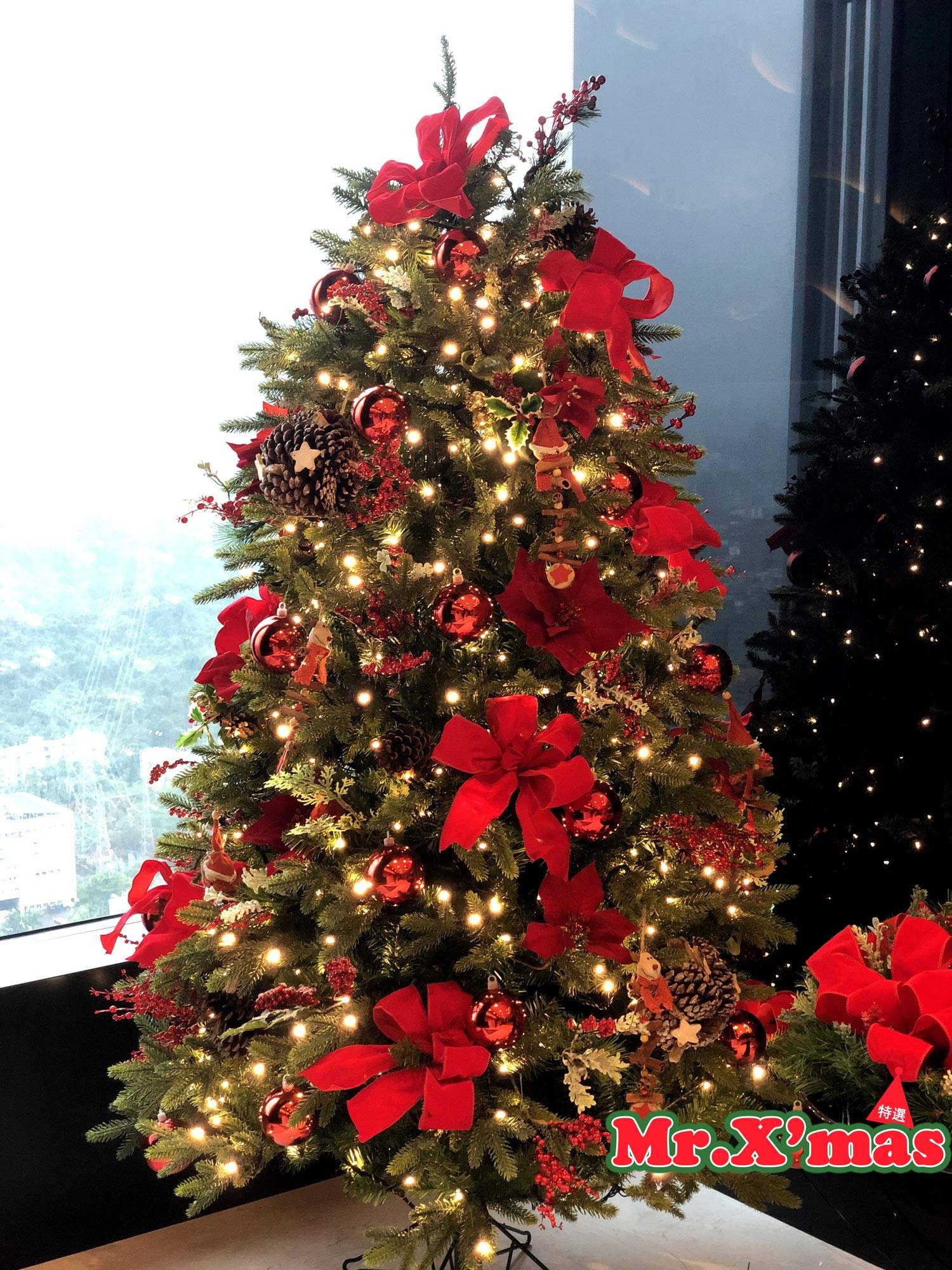 傳統紅原木色系聖誕樹