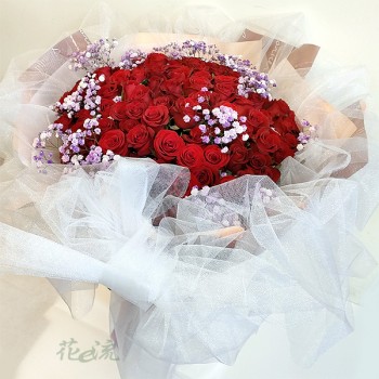 《風情萬種》99朵紅玫瑰滿天星情人節玫瑰花束