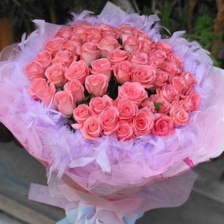 《粉色芭比》>60朵玫瑰情人節花束