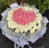 《我心屬於你》99朵心型粉紅+白玫瑰大型包裝求婚花束