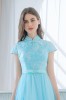 訂製款藍色旗袍長禮服【7-2101】---訂製期35天