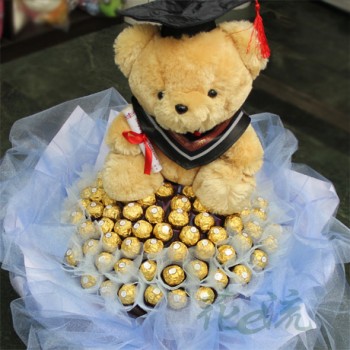 泰迪畢業熊99朵金莎花