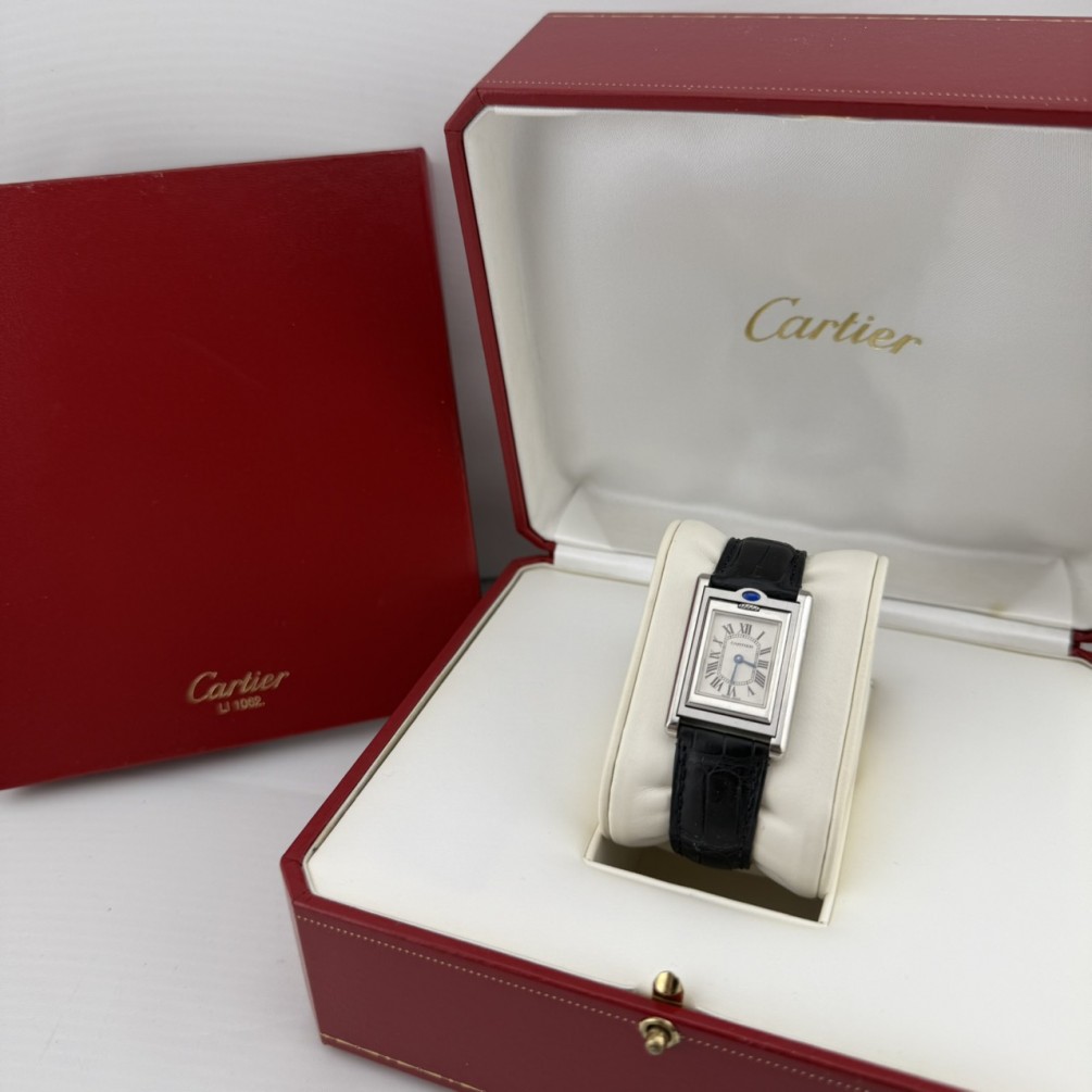Cartier 卡地亞 翻轉Tank Basculant W1011155 石英女錶 n1330-01
