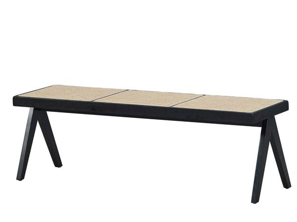 CO-536-3 黑色藤編實木長凳 (不含其他產品)<br />
尺寸:寬135*深37*高44cm