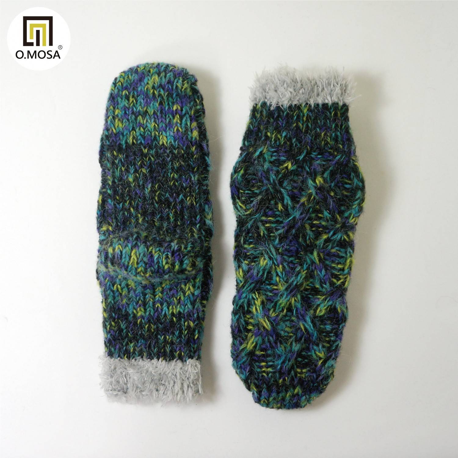 O.MOSA 秘魯羊駝毛多彩雙用居家可機洗快乾室內發熱襪禮品襪(寶石綠)