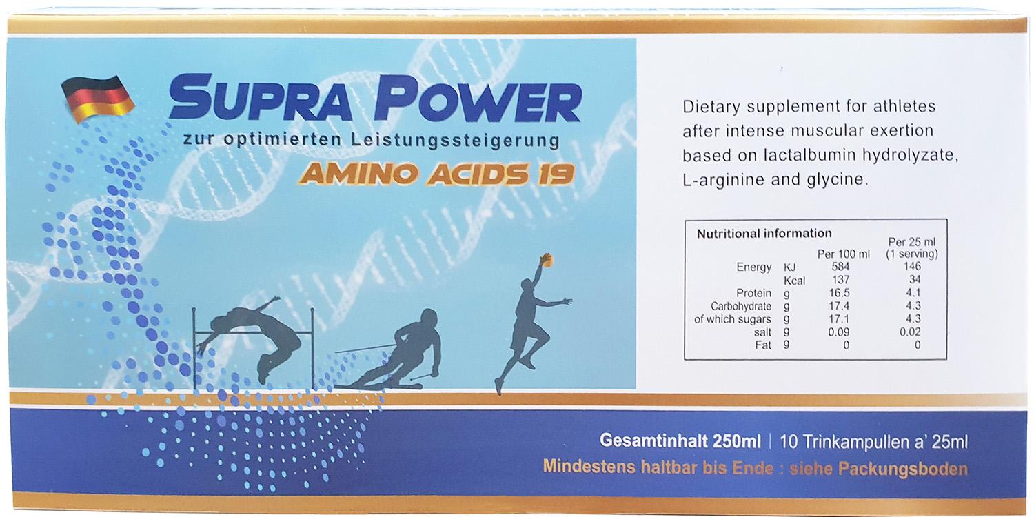 【SUPRA 胺基酸】德國進口 高純度濃縮胺基酸補精 SUPRA POWER amino acids 19 (Aminoplex) (25ml × 20瓶/盒)