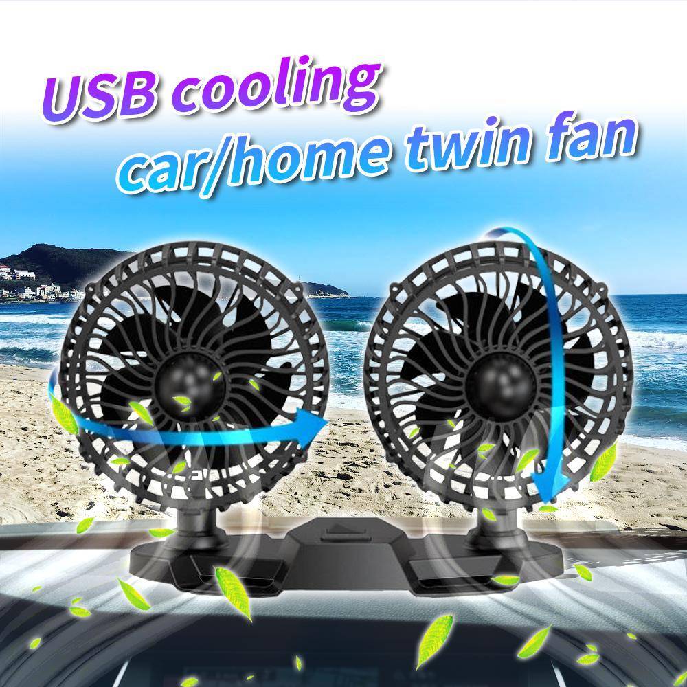 USB cooling car/home twin fan