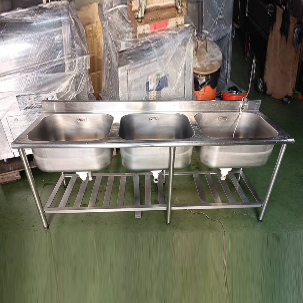 C192 三連水槽184cm X 60c 冠倫二手廚具大賣場 二手設備買賣