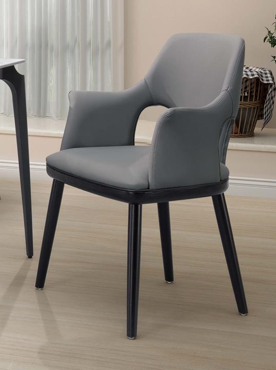 SH-A469-03 馬爾科雙扶手餐椅(藍灰皮) (不含其他產品)<br />尺寸:寬58*深55*高86cm
