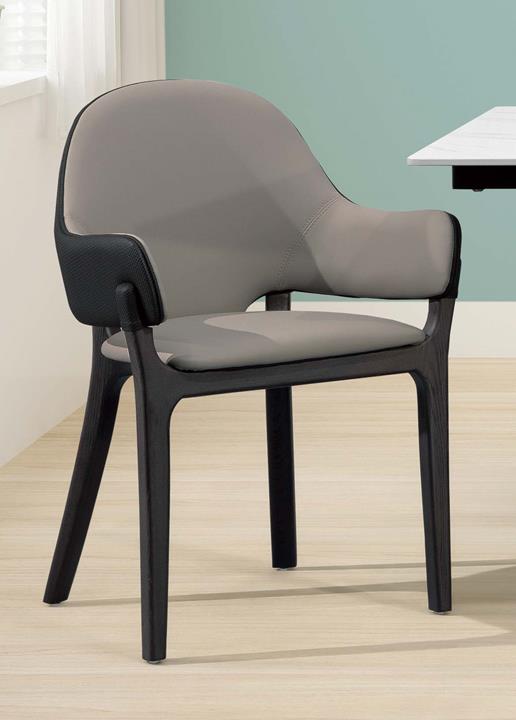 SH-A480-02 赫菲斯實木餐椅(灰皮/黑皮) (不含其他產品)<br />尺寸:寬55*深54*高81cm