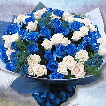 《愛你情深》99朵藍白玫瑰花束