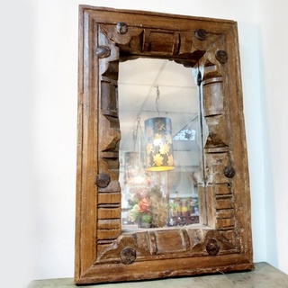 印度古建築窗框 實木鏡 (厚框) ~全實木雕刻老鏡 掛鏡
