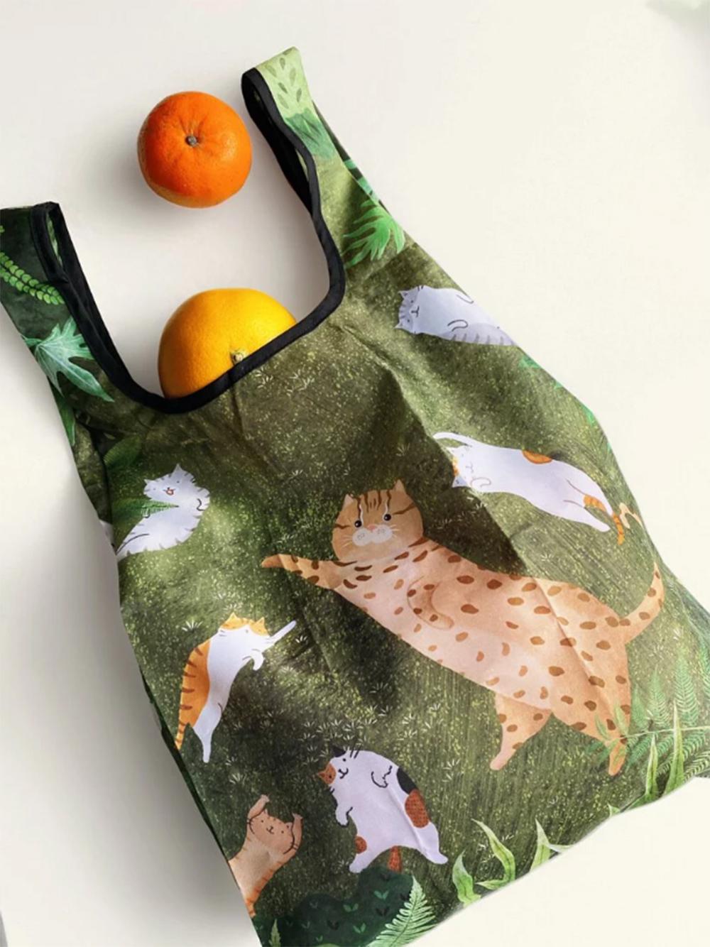 Ms.Cat 摺疊購物袋-石虎與貓的森林遊戲