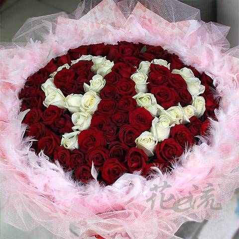 《99》字樣99朵玫瑰求婚花束(數字雙字樣)