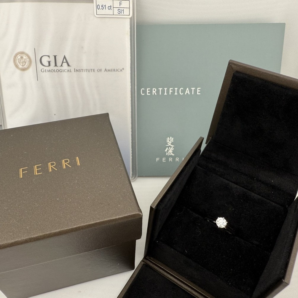 FERRI斐儷 GIA鑽戒 0.51ct/F/SI1/3EX PT900 n1313-01
