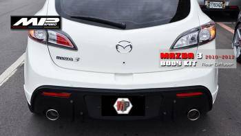 2010-2012 Mazda 3 5D MP Rear Bumper  Diffuser- Dual Exhaust
