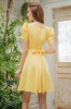 方領壓褶訂製款黃色短禮服【18-2111】---訂製期35天