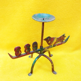 印度老鍛鐵手工藝術 彩繪藝術 可旋轉 農場風向標造型 燭座/燭台 適合擺設收藏