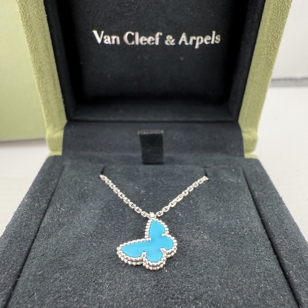 Van Cleef & Arpels 梵克雅寶 Sweet Alhambra 綠松石蝴蝶項鍊 18白金 n1344-01