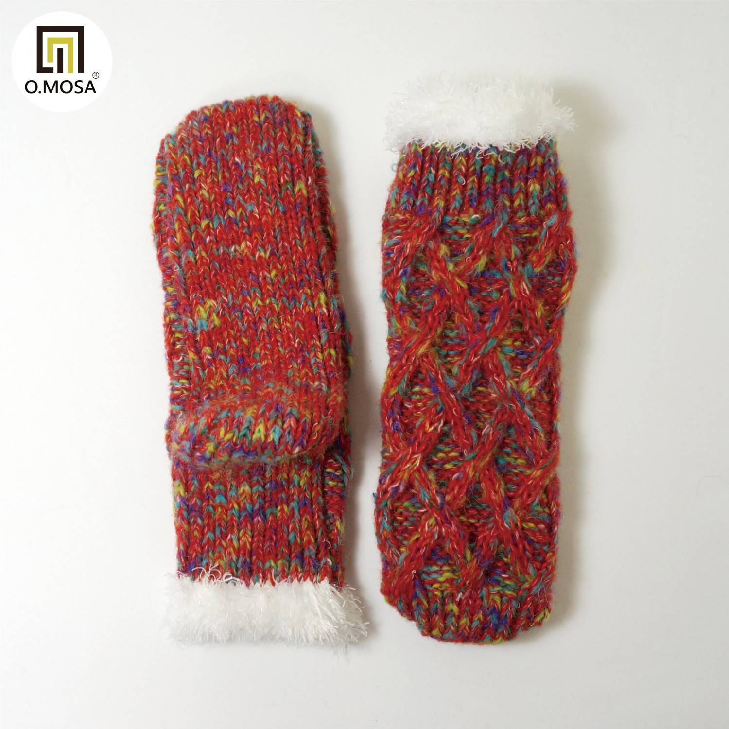O.MOSA 秘魯羊駝毛多彩雙用居家可機洗快乾室內發熱襪禮品襪(寶石紅)